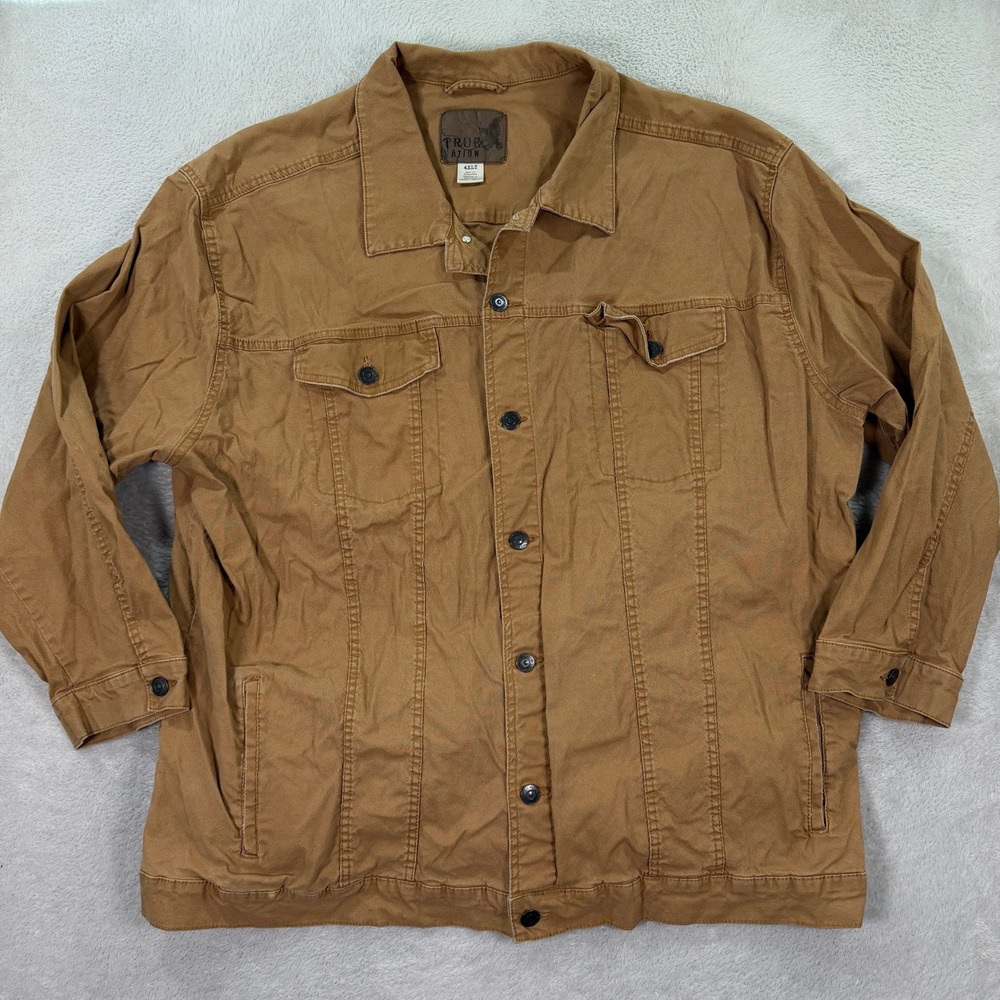 True Nation Mens 4XLT Brown Cotton Stretch Trucker Jacket Big & Tall Workwear